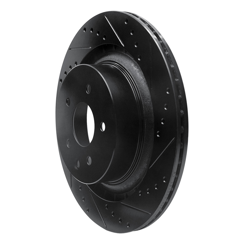 Infiniti Q60 Brake Rotor (1) - Rear Right - R1 Concepts - Drilled & Slotted - Black - `08-`25